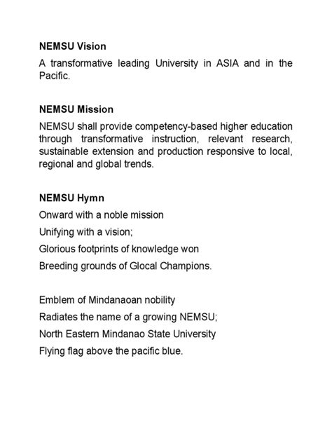 nemsu hymn lyrics pdf|NEMSU Hymn .
